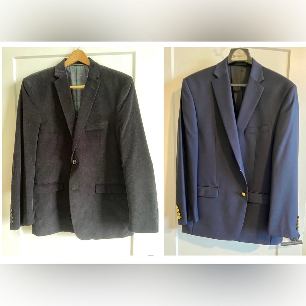 U.S. Polo Black Corduroy & Ralph Lauren Navy Blazers, 42R, great condition